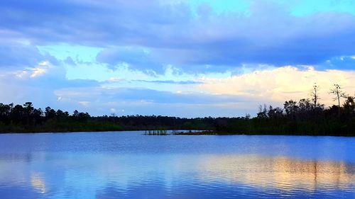 Scenic view of lake against sky