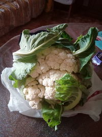 High angle view of vegetables in container