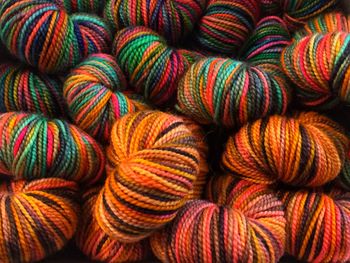 Full frame shot of colorful twisted wools