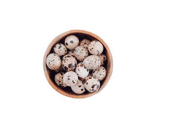 High angle view of cookies against white background