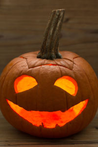 Close-up of pumpkin on table