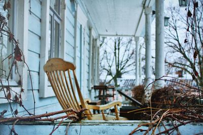 Close-up of abandoned chair