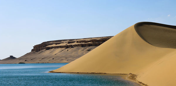 Scenic view of sea against clear sky