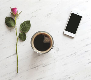 Close-up of coffee cup on table