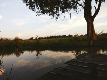 Scenic view of lake against sky