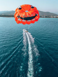 Boat sailing in sea