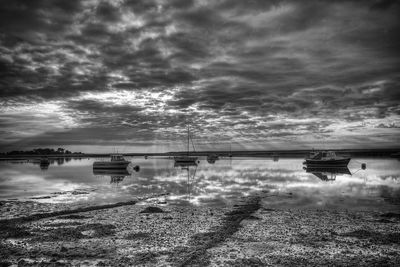 Scenic view of sea against cloudy sky