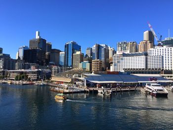 Cityscape against clear sky