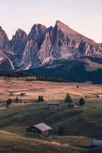 Scenic view of landscape and mountains against sky