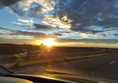 View of road through car windshield