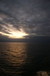 Scenic view of sea against cloudy sky