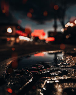 Close-up of illuminated lights at night