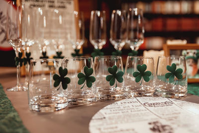 Close-up of wine glass on table