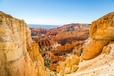 Scenic view of rocky mountains against clear sky