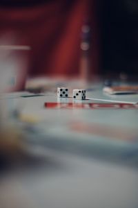 Close-up of dice on a gaming floor