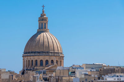 Valletta, malta, 5 may 2023. dome of the basilica of our lady of mount carmel in valletta