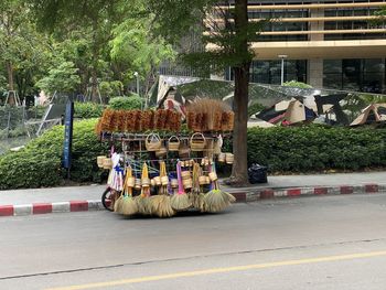 View of market stall on street in city