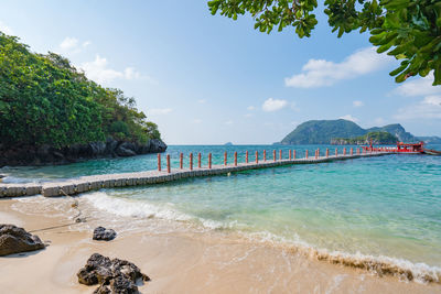 Scenic view of beach against sky