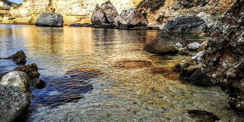 Rock formations in river