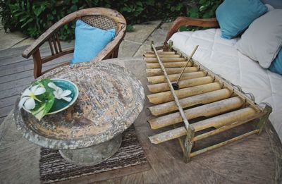 High angle view of food on table