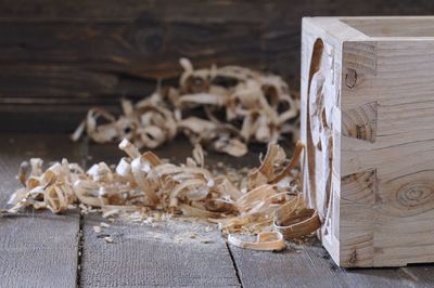 Close-up of old wooden logs