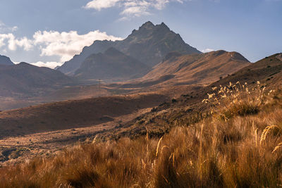 Scenic view of mountains against sky