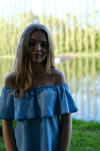 Close-up of teenage girl standing outdoors