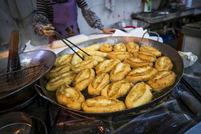 Close-up of food on barbecue grill