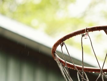 Water drops in basketball hoops