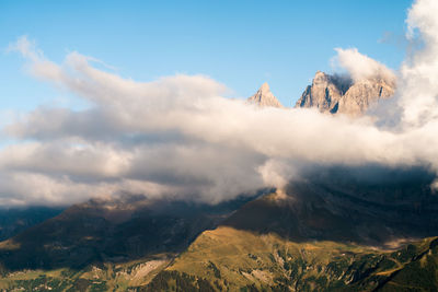 Panoramic view of mountains against sky