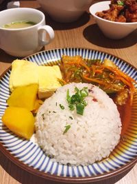 Close-up of food in plate on table