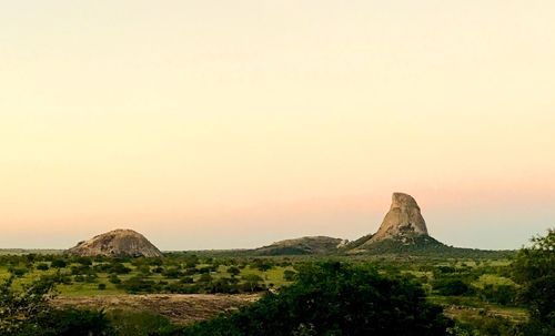 Scenic view of mountain against clear sky