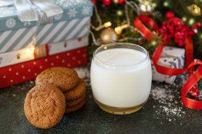 Close-up of cookies on table