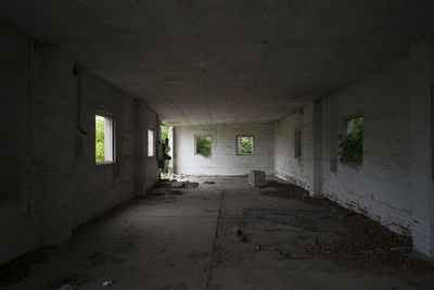 Narrow alley along walls