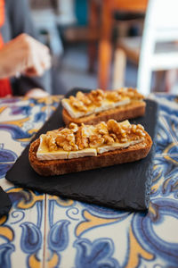 Close-up of food in plate on table