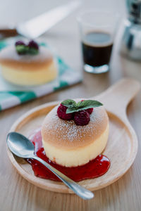 Close-up of cake in plate on table