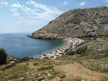 High angle view of beach against sky