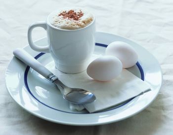 Coffee with egg for breakfast