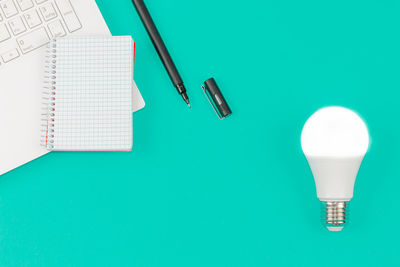 High angle view of pen on table