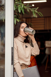 Woman holding camera