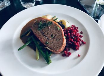 High angle view of meal served in plate