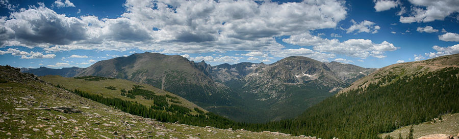 Panoramic view of mountains against sky