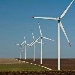 Wind turbines on landscape