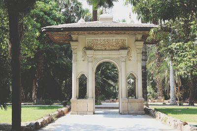 Built structure against trees