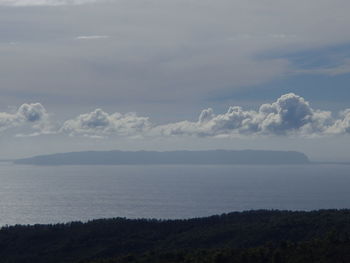 Scenic view of sea against cloudy sky