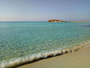 Scenic view of sea against clear sky