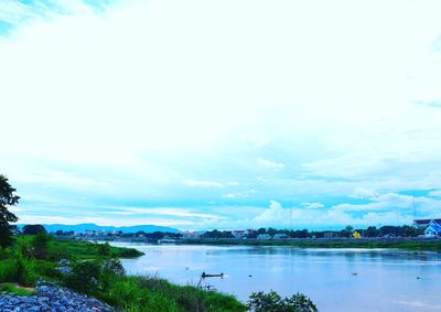 Scenic view of lake against sky