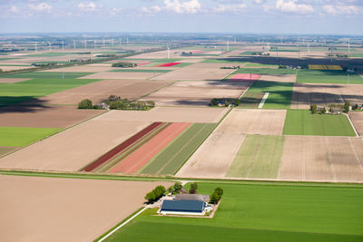 High angle view of agricultural landscape