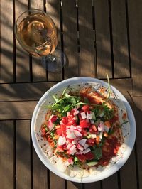 Close-up of salad in bowl on table