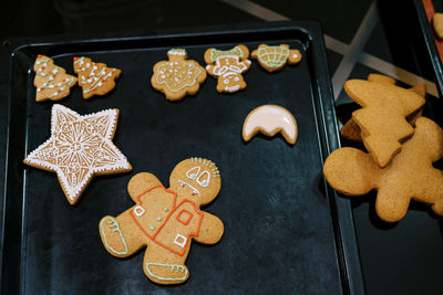 Close-up of christmas decorations on table